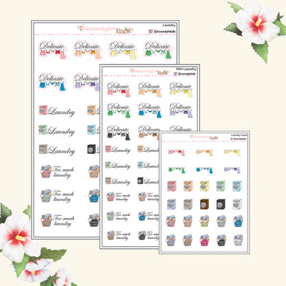 Delicate Wash Laundry Planner Stickers – Gentle Cycle Reminder Labels for Weekly Planners