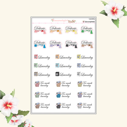 Delicate Wash Laundry Planner Stickers – Gentle Cycle Reminder Labels for Weekly Planners