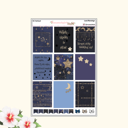Celestial Weekly Planner Kit – Moon, Stars & Night Sky Planner Stickers Luna Blessings