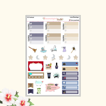 Celestial Weekly Planner Kit – Moon, Stars & Night Sky Planner Stickers Luna Blessings