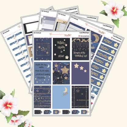 Celestial Weekly Planner Kit – Moon, Stars & Night Sky Planner Stickers Luna Blessings