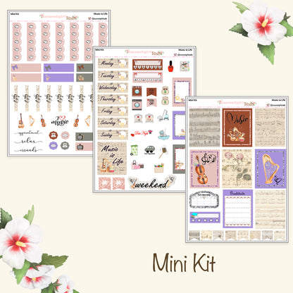 Music & Instruments Weekly Kit – Planner Stickers for Musicians & Music Lovers Music is Life