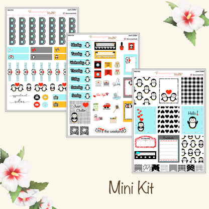 Penguin Weekly Kit Planner Stickers | Cute Winter Planning Decor Just Chillin