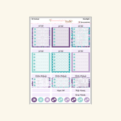 Black & Purple Plumeria Weekly Kit Planner Stickers | Floral Planning Set | Moonlight