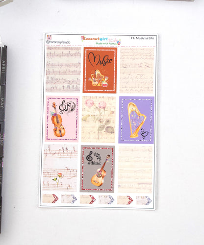 Music & Instruments Weekly Kit – Planner Stickers for Musicians & Music Lovers Music is Life