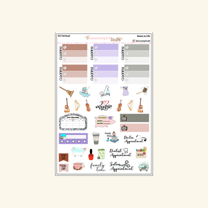 Music & Instruments Weekly Kit – Planner Stickers for Musicians & Music Lovers Music is Life