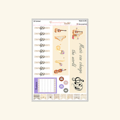 Music & Instruments Weekly Kit – Planner Stickers for Musicians & Music Lovers Music is Life