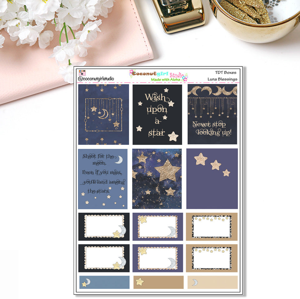 Two Dollar Tuesday celestial box stickers Luna Blessings