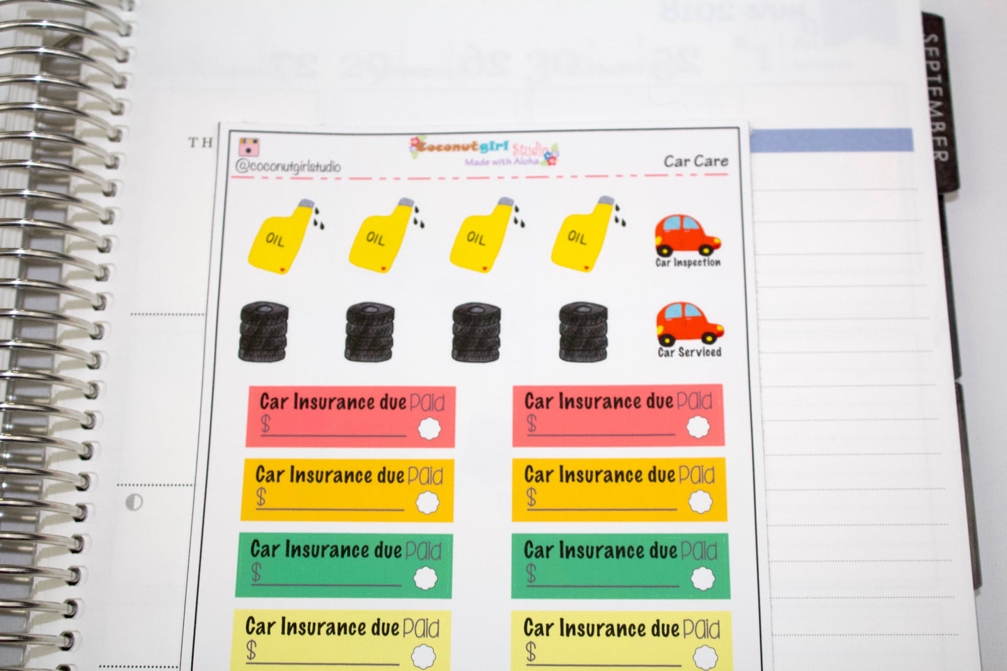 Car Care planner stickers